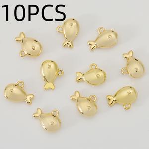 TEMU 10개, 유럽 및 미국 패션 - 구리 - 정교한 헤드 피쉬 체인 참, 펜던트 - DIY용 남녀공용 패션참, 목걸이, 귀걸이, 체인 참, 펜던트, 팔찌에 걸기 적합