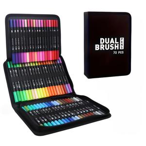 TEMU 72색 이중팁 마커, 미세한 선 브러시 펜과 브러시 아트 마커, 성인용 컬러링북용 번짐 없음