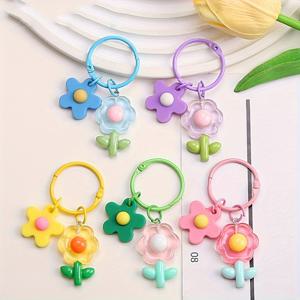 TEMU 5세트 1팩 INS 스타일 꽃 원형 펜던트 폰 참 가방 펜던트 작은 추가 선물