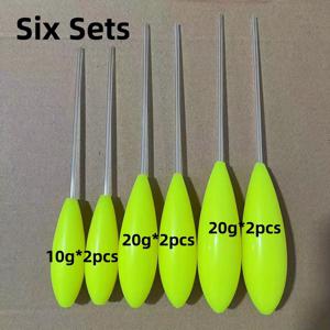 TEMU 6개입 낚시 플로트 세트 (봄바르다), 투명 슬로우 싱킹 플로트, 화이트/옐로우 플로팅 플로트. 멀리 던지기 보조/미끼 발사기, 루어낚시 및 바다낚시에 적합, 다양한 수층에서 물고기 탐색용 스피닝 부버