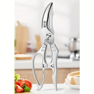 TEMU 고강도 스프링 가금류 가위 1개, 장수명을 위한 단조식, 주방 가위, 야외 캠핑용 빠른 식재료 준비 가위, 식기세척기 사용 가능