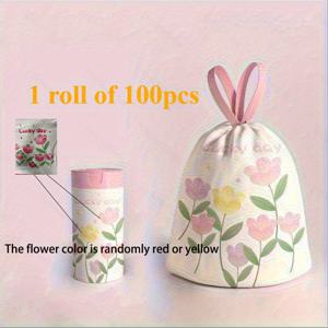 TEMU 100개/1롤 라벤더 향기 두꺼운 대형 끈달린 쓰레기 봉투 - 