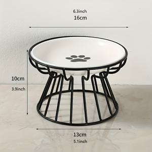 TEMU 1 세트 (애완동물 밥그릇 + 밥그릇 스탠드) 세라믹 애완동물 밥그릇 (메탈 철제 프레임), 북유럽 스타일 분리형 고양이 밥그릇, 높이 조절 고양이 밥그릇, 스낵 캔 접시, 경추염, 넘어짐 방지 고양이 밥그릇