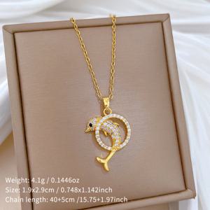 TEMU 점핑 돌핀 서클 펜던트 목걸이 - 우아한 오션 테마 여성 주얼리, 다용도 데일리 체인, 캐주얼 웨어, 플레이풀 디자인, 정교한 공예, 패션 액세서리, 여성 패션