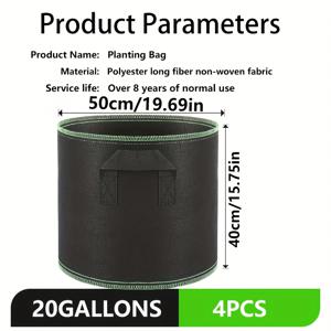 TEMU 부직포 재배 가방, 식물 재배 가방, 두꺼운 부직포 화분 (원예용), 토마토 재배 가방, 재배용 씨앗, 대형 화분, 모종 성장 가방, 원예 화분, 직사각형 재배 상자
