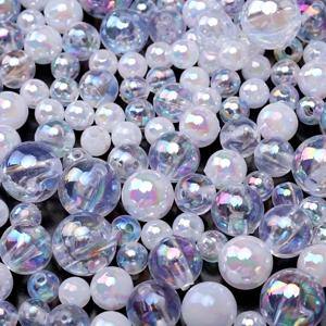 TEMU 320개 6/8/10mm AB 투명 솔리드 화이트 아크릴 비즈, 루스 비즈, 스페이서 비즈 (주얼리 제작 및 수공예 추가용)