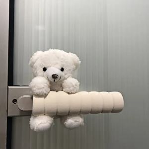 TEMU 귀여운 곰 모양 도어 노브 보호 커버, 방문용 충격 방지 및 정전기 방지 유연한 패브릭 커버, 사랑스러운 곰 도어 핸들, 유닛 도어 및 액세스용