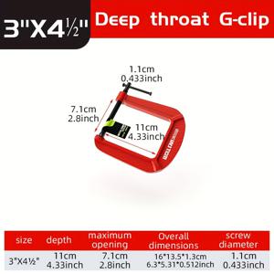 TEMU 헤비 듀티 딥 썬 G자형 클램프 - 두꺼운 그립, 조절 가능한 노브 & 안전 잠금 장치가 있는 산업용 작업 홀딩 도구 - 테이블 톱, 조인트, 목공, 금속 가공용 - 보드용 튼튼한 클램핑 시스템