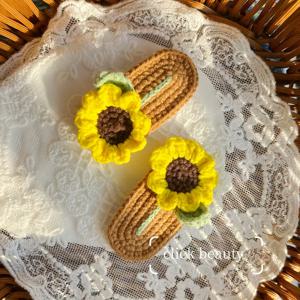 TEMU 핸드 위빙 머리핀 2개, 선물 상자 포장, 노란 꽃잎이 있는 독특하고 귀여운 꽃 머리핀, 여성 액세서리, 여성을 위한 장식용 헤어 장식품, 밸런타인데이, 성 패트릭의 날, 라마단을 위한 최고의 선물