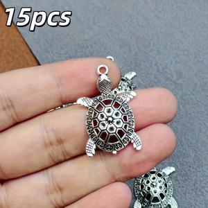 TEMU 15개 세트 빈티지 오션 스타일 거북이 펜던트 - 목걸이, 팔찌, 키체인용 / 수명 상징 핸드메이드 주얼리, 오션 테마 거북이 목걸이 및 수명 팔찌 제작용