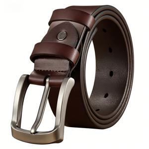 TEMU 패션 정품 가죽 벨트 1개, 클래식 블랙 & 브라운 캐주얼 벨트, 스퀘어 합금 버클, 고품질 및 땀 방지 표면, 내구성과 편안함, 드레스 & 캐주얼 팬츠, 청바지에 적합, 남성을 위한 이상적인 휴일 선물!