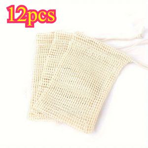 TEMU 재사용 가능한 메쉬 비누 주머니 12개 - 부드럽고 통기성 좋은 메쉬 디자인, 휴대용 여행용 비누 홀더, 내구성 있는 주방용 비누 케이스, 샤워실, 욕실, 정리용으로 적합 - 비누를 건조하게 유지, 여행용 세면도구에 이상적, 12개입