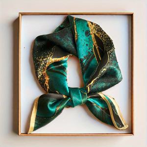 TEMU 100% 실크, 20.87인치 골든 마블 패턴 스카프, 다용도 고급스러운 예술적인 패션 스퀘어 스카프, 일상복, 휴가, 사교 모임에 적합하며 모든 계절에 사용 가능, 할로윈, 크리스마스, 발렌타인데이 선물로 완벽