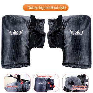 TEMU 겨울 및 전동 스쿠터 핸들 그립용 패턴 블랙 패브릭 장갑 2개입, 스쿠터 및 삼륜차용 겨울 사용에 적합