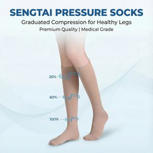 TEMU 강화된 발가락 부분이 있는 종아리 높이 압박 스타킹 1켤레, 다리 지지와 순환계 압박 완화 제공, 남녀공용, 20-30mmHg