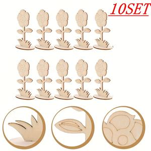 TEMU 10세트 나무 플로럴 장식 키트, 홈 페인팅 장식, 축제 파티 저녁 장식, 생일 및 결혼식 장식, 크리스마스, 새해, 할로윈 장식품, 졸업 시즌 일상 선물