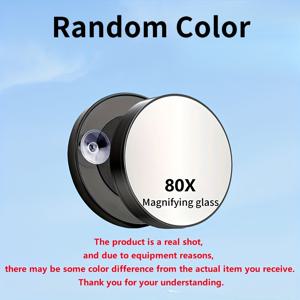 TEMU 80X HD 확대 메이크업 거울 - 휴대용 블랙 원형 벽걸이 거울, 이중 흡착 컵, 컴팩트 디자인, 여성 메이크업, 출근 준비 및 여행에 적합. 메이크업 거울, 여행용으로 편리함
