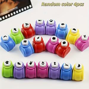 TEMU 4피스 미니 엠보싱 & 펀치 세트 - 8종 다이 (하트, 꽃, 잎, 별, 원, 사각형, 직사각형, 타원) - 밝은 색상, 휴대용 공예 키트 (인체공학적 베이스 & 투명 상단 커버 포함), DIY 스크랩북, 인사말 카드, 잡지 저널, 플래너에 완벽 - 내구성 있는 플라스틱 다이커팅 도구