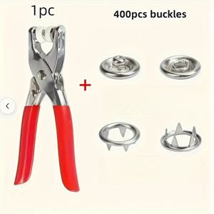 TEMU 400개 메탈 걸쇠 + 1개 휴대용 클램프 | 5갈래, 무봉제, 프레스 버튼, 다기능 투명 여성용 걸쇠, 간편한 버튼 설치