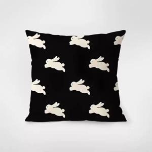 TEMU 2D 플랫 - 1개, 2D, 스타일의 신선하고 가벼운 아트 소파 쿠션 커버, 드림 래빗 추상 라인 드로잉 피규어 베개 (내부 충전재 미포함)