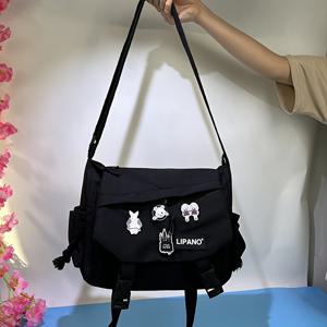 TEMU 한국 스타일 인스 바디백 나일론 캐주얼 가방 여성용 다용도 예술적인 싱글 숄더백 시크한 학생용 가로형 책 가방