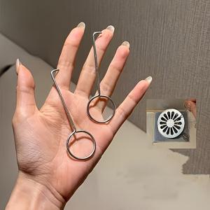 TEMU 3개 드레인 후크 세트, 배수구 후크 키트, 주방 욕조 및 배수구 덮개 풀 핸들에 적합, 하수구에서 머리카락 필터 및 배수구 제거를 위한 긴 스트립 후크, 다용도 후크