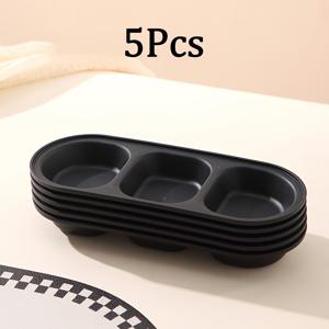 TEMU 3/5개 세트, 블랙 2칸/3칸 양념 접시, 핫팟, 바베큐, 스시 소스 접시, 가벼운 플라스틱 재사용 가능, 스시, 디저트, 간장, 식초, 샐러드 드레싱, 딥 소스, 바베큐 소스, 등, 주방용품, 새해 선물, 발렌타인데이 선물, 친구와 가족을 위한 선물