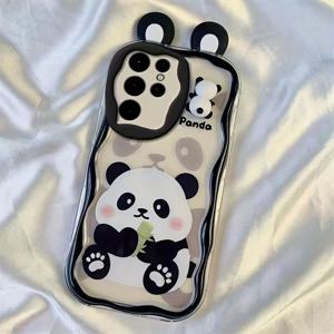TEMU 휴대폰 케이스 - 3D 귀와 크림스러운 질감의 판다 곰 인형, 갤럭시 삼성 S24 울트라/S26 울트라/S26/A57/A37/A17/A07 휴대폰 케이스와 호환, 삼성 A15 보호에 적합, A52, A54 소프트 케이스에 적용 가능