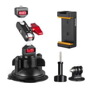 TEMU Minifocus의 새로운 카메라 흡착 컵 매직 암 마운트. 360° 회전 듀얼 헤드 매직 암 특징. DSLR 카메라, 디지털 SLR, 미러리스 카메라, 액션 카메라 및 스마트폰과 호환 가능. 자동차 창문, 데스크탑 등에 적합.