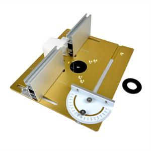 TEMU 알루미늄 라우터 테이블 인서트 플레이트, 목공용대 9.4x7.9인치 라우터 플립 플레이트, 마이터 게이지 가이드 및 알루미늄 펜스 브라켓 포함