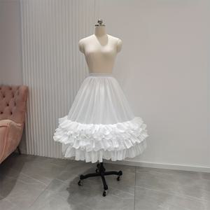 TEMU 우아한 쉬폰 페티코트, 탄력 있는 허리밴드 & 4겹 플리츠 스커트 - 레이어드 러플 헴, & 로리타 스타일 드레스용 구조적 지지대, 한국 패션, 웨딩 파티 의상, 다양한 사이즈로 제공 (여성 정장 & 캐주얼 의상) - 섬세한 흐르는 쉬폰 원단, 테마 이벤트 & 캐주얼 웨어에 완벽, 편안하고 매력적인 핏