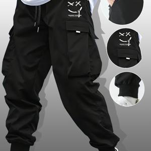 TEMU 트렌디 브랜드 멀티 포켓 카고 바지 캐주얼 바지 남성용 루즈핏 조거 캐주얼 트라우저