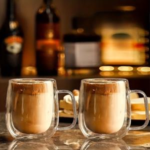 TEMU 2개입, 손잡이 머그, 투명 유리 컵, 대용량 커피 머그