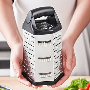 TEMU 1개 - 9인치 육각 스테인리스 스틸 핀셋 (손잡이 포함), 다용도 야채 슬라이서, 수동 주방 치즈 핀셋, 튼튼한 구조, 치즈, 초콜릿, 레몬, 감자, 당근 등 과일/채소 다지기에 적합, 요리 준비 필수 주방 도구