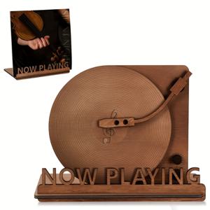 TEMU 빈티지 스타일 트림 파인 바이닐 레코드 랙 - 수제 미끄럼 방지 슬롯 LP 디스플레이 랙, 거실/스튜디오용 데스크탑 레코드 정리함