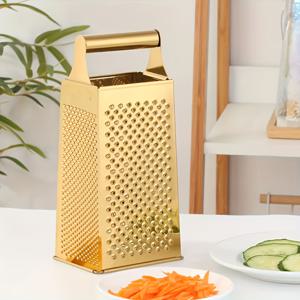 TEMU 9인치 4-in-1 내구성 있는 골든 스테인리스 스틸 수동 야채 강판 - 인체공학적 손잡이, 다기능 감자/치즈/당근 야채 슬라이서 겸 다이서, 쉬운 채칼용, 주방 액세서리, 감자 강판, 가정용 주방 도구, 가정, 레스토랑, 호텔용, 컴팩트 사이즈. 크리스마스, 할로윈, 새해 휴일 행사 선물