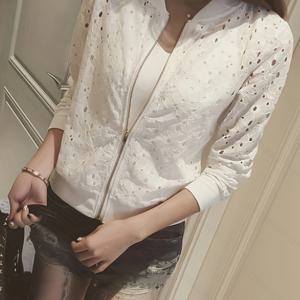 TEMU 여성용 여름 캐주얼 웨스턴 스타일 레이스 홀로 아웃 가디건 재킷 - 경량 통기성 긴팔 지퍼 프론트 H-실루엣 슬림핏 단색 비치 아웃 & 캐주얼 웨어