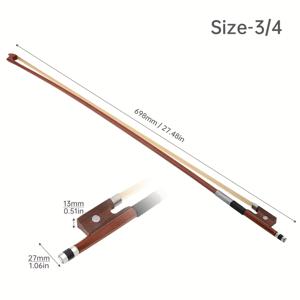 TEMU 화살촉이 흰색 말털로 된 대추나무 개구리 바이올린 활, 4/4, 3/4, 1/4, 1/2, 1/8 사이즈로 제공