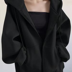 TEMU 여성용 루즈핏 캐주얼 지퍼업 후드티