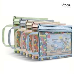 TEMU 2/5팩 더블레이어 메쉬 수납파우치 - 통기성 있는 투명지퍼, 학용품·미술도구·여행필수템을 위한 컬러풀 나일론 수납세트