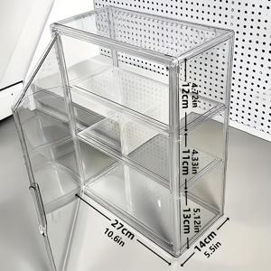 TEMU 다기능 3단 투명 아크릴 수납장 - 자석 도어 및 조절 가능한 선반, 헤비듀티 디스플레이 캐비닛, 투명 도어, 탈착식 선반, 공간 절약형 모던 정리함 - 수집품 피규어, 인형, 미니어처 모델, 컵, 커피, 화장품 보관에 적합