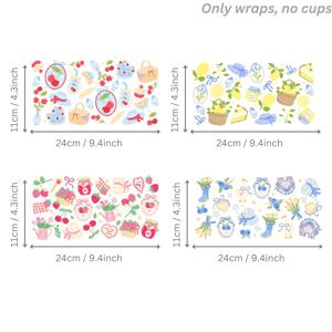 TEMU 빈티지 스타일 시트러스 블루베리 피크닉 팜하우스 UV DTF 랩, 16oz 유리병용, 달콤한 팜하우스 분위기 과일과 꽃무늬 UV DTF 컵랩, 유리컵, 병, 머그컵, 홈데코, DIY 공예 장식용, 꽃무늬, 로맨틱한 디자인, 내구성 있는 플라스틱, 고품질 접착제