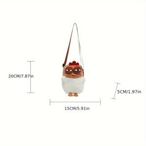 TEMU 1개 귀여운 치킨 크로스백, 여성용 플러시 폰 파우치, 일상용 카툰 소형 핸드백, 친구 선물
