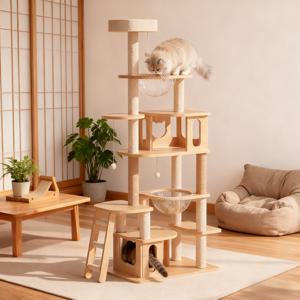 TEMU 대형 복합형 캣타워 클라이밍 스크래쳐 기둥 캣트리 고양이 집 전만대 캡슐 해먹 스프링보드