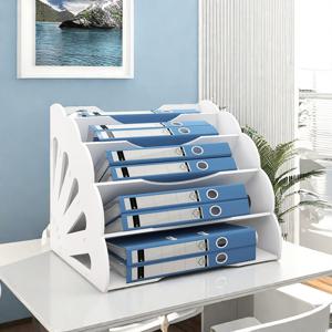 TEMU A4 용지, 잡지, 책, 파일용 광택 PVC 책상 정리 트레이 - 거실 사무실 파일 홀더 스탠드와 분할기