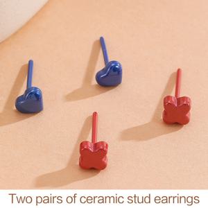 TEMU 이 네 개의 우아하고 가벼운 하트 모양 세라믹 스터드 귀걸이, 네잎 클로버 세라믹 스터드와 함께, 일상적인 사용, 부활절 축하 행사, 휴일, 그리고 사랑하는 사람들을 위한 선물로 완벽합니다.