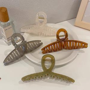 TEMU FURDANXINYI 우아한 대형 매트 헤어 클로 - 프렌치 스타일, 두꺼운 머리카락용 강력한 그립, 반투명 젤리 컬러, 데이에 완벽, 대형 크로스 클립, 한국어, 헤어 컬, 반투명, 여름