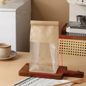 TEMU 베이킹백, 투명창 식품백, 토스트 빵백, 슬라이스 페이스트리 보관백, 와이어 엣지 크래프트 종이백, 30팩