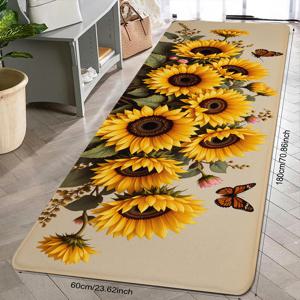 TEMU 주방용 바닥 매트, 해바라기와 컨트리 요소 패턴 프린트 매트, 주방, 농가풍, 복도, 세탁실, 욕실, 실내 장식용 매트, 완벽한 집 꾸미기 및 집들이 선물
