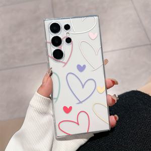 TEMU 휴대폰 케이스 - 라인 하트 투명 폰 케이스, 삼성 갤럭시 S26 울트라, S26, S26+, A14, A15, A16, A17, A25, A26, A34, A35, A36, A52, A53, A54, A55, A56 방수 풀커버 S22 플러스, S23 울트라, S23+, S23FE, S24 FE, S25 FE에 적합